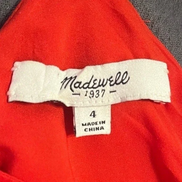 Madewell Silk Starview Cami Mini Dress Red Sleeveless Halter‎ Pockets Sz 4 Small - Picture 3 of 5